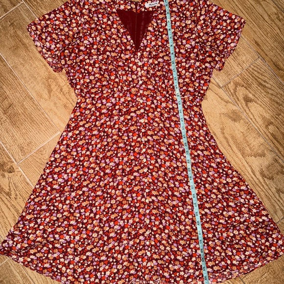 Madewell Ditsy Floral Red Mini Dress Size 6 Button Up Front Spring Prairie - Picture 7 of 8